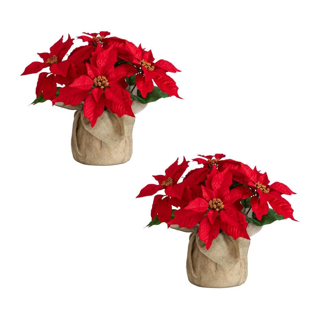 13 in. Artificial Poinsettia Arrangement in Burlap Planter - Set of 2 price history on PriceWatchPro