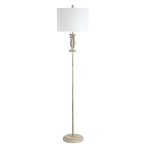 Philippa 61 in. White Washed Floor Lamp with Off-White Shade