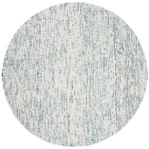 Abstract Blue/Charcoal 4 ft. x 4 ft. Speckled Round Area Rug