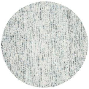 Abstract Blue/Charcoal 6 ft. x 6 ft. Round Solid Area Rug