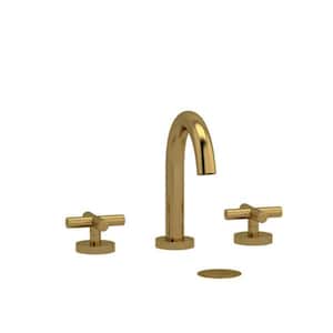 Riu 8 in. Widespread Double-Handle Bathroom Faucet with Drain Kit Included in Brushed Gold
