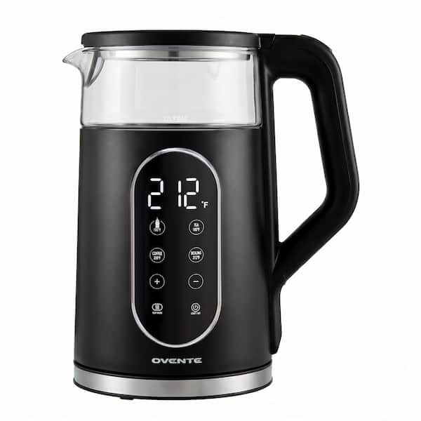 Electric Kettle 1500W Fast Boiling Water Heater with 1.7L Double Wall Insulated Borosilicate Glass Interior Black
