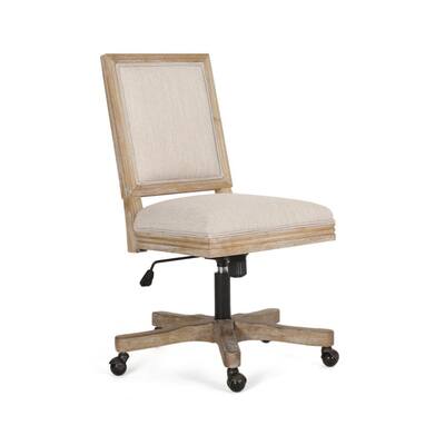 Printz Beige and Natural Upholstered Swivel Office Chair