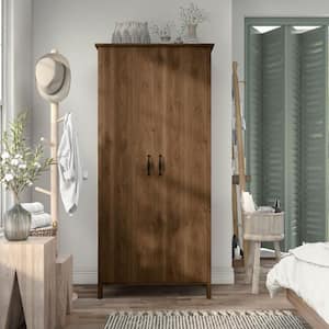 Crempleton Distressed Walnut Armoire with Shelf 70.86 in. H X 33.07 in. W X 19.54 in. D