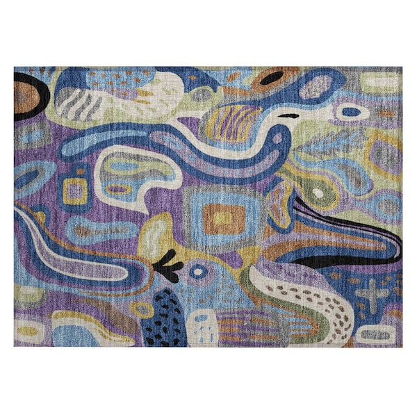 Chantille Machine Washable Indoor/Outdoor Abstract ACN2488 Purple 2 ft. x 3 ft. Accent Rug