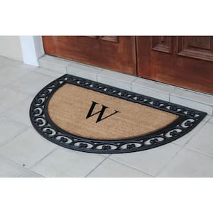 A1HC Black 30 in. x 48 in. Rubber & Coir Thin Profile Outdoor Entrance Durable Monogrammed W Door Mat