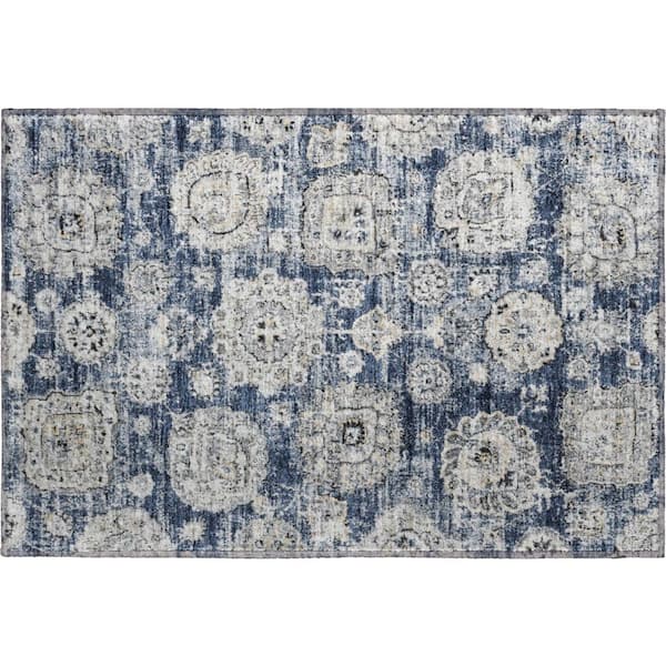 Addison Rugs Mayfield Premium Machine Washable Indoor/Outdoor Geometric AMF634 Navy 1 ft. 8 in. x 2 ft. 6 in. Area Rug