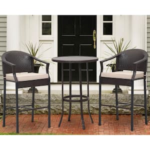 Outdoor 3-Piece Bar Set with Iron Table Top