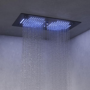 AuroraMist LED Shower System Kit 6-Spray Ceiling Mount 28 in. Fixed and Handheld Shower Head 2.5 GPM in Matte Black
