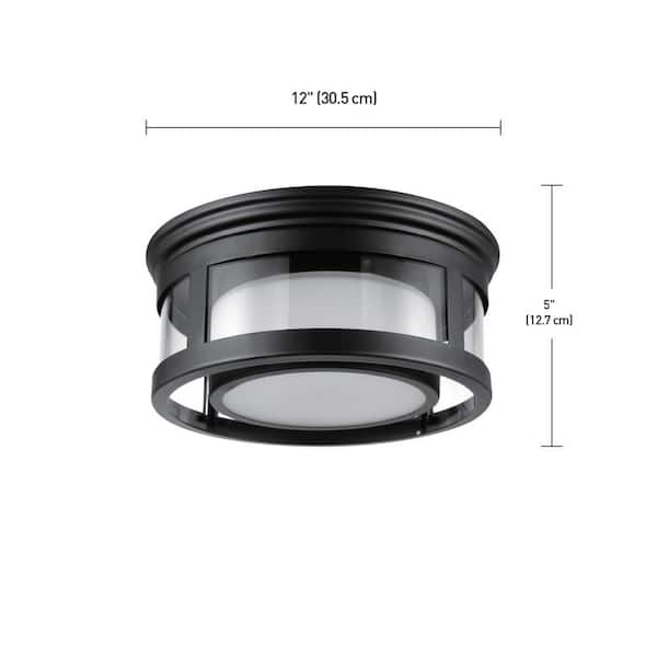 Globe Electric Brisbane 1 Light Matte Black Outdoor Indoor Flush Mount Ceiling With Frosted Glass Shade 44480 - Outdoor Ceiling Lights Brisbane