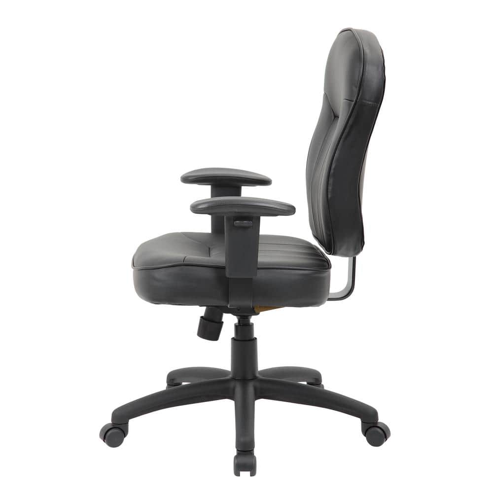 Boss 26'' Adjustable Black LeatherPlus Task Chair with Swivel