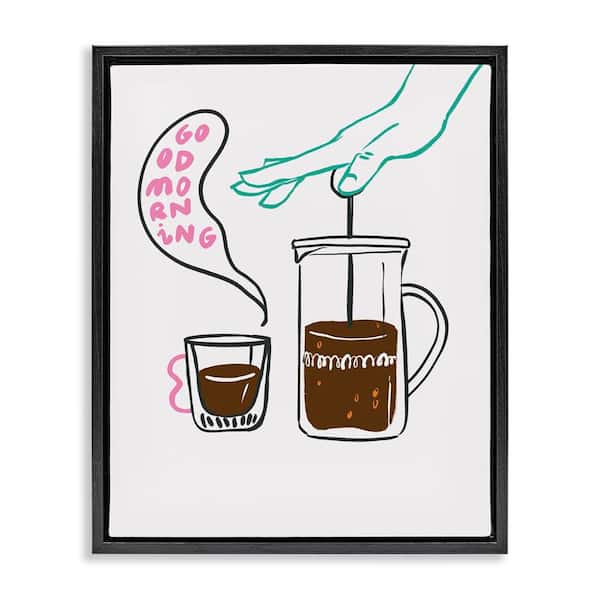 Stupell Industries Good Morning Espresso by Marina Astudillo Black Floater Frame Food Graphic Art Print 21 in. x 17 in.
