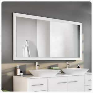 Sun 60 in. W x 30 in. H Framed Rectangular Bathroom Vanity Mirror in Gloss White