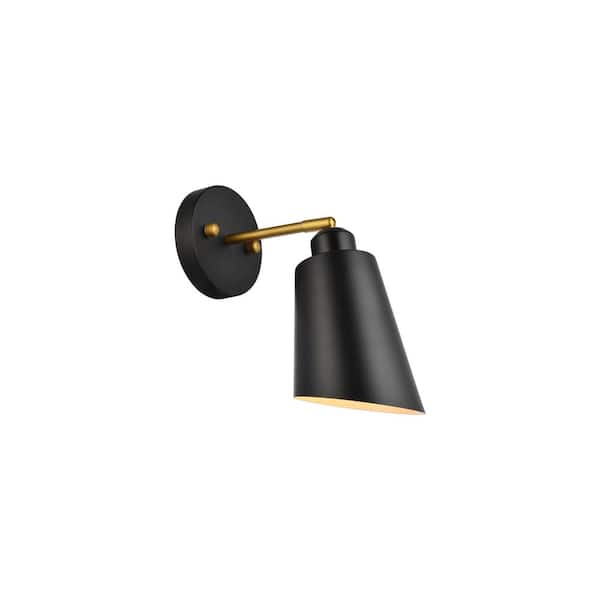 Unbranded Home Living 5 in. 1-Light Black Vanity Light with Iron Shade