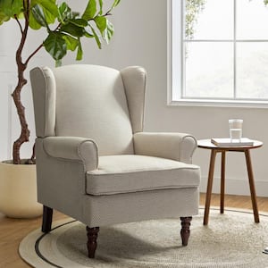 Daunus Tan Polyester Arm Chair with Turned Legs (Set of 1)