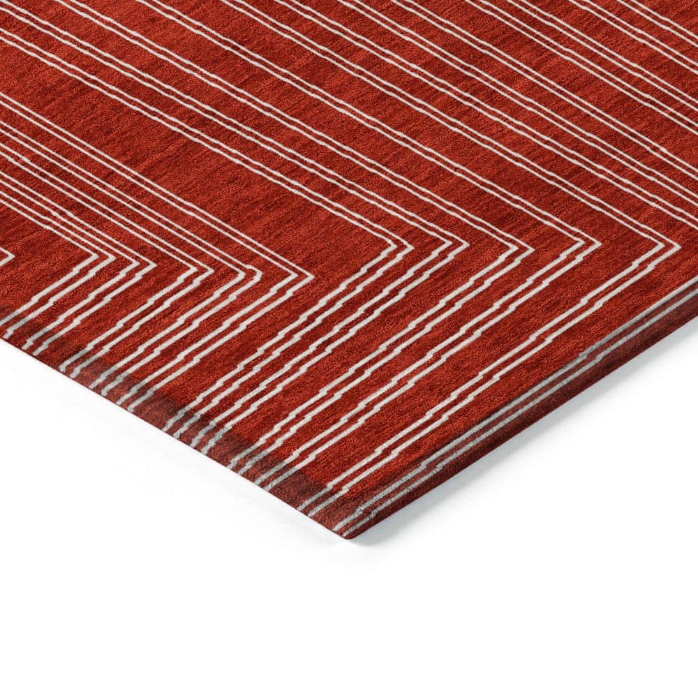 Red Geometric Synthetic Washable Runner Rug 2'3" x 7'6"