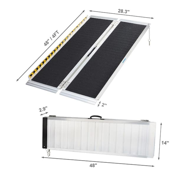 Karl home 4 ft. Portable Aluminum Folding Ramp Wheelchair Mobile Scooters Steps Home Stairs Doorways