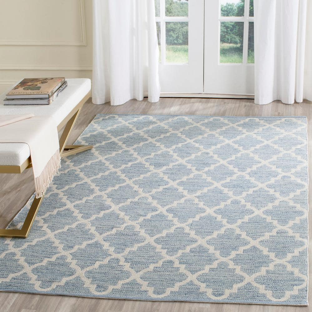 Coastal Breeze Light Blue and Ivory Cotton 5' x 7' Area Rug