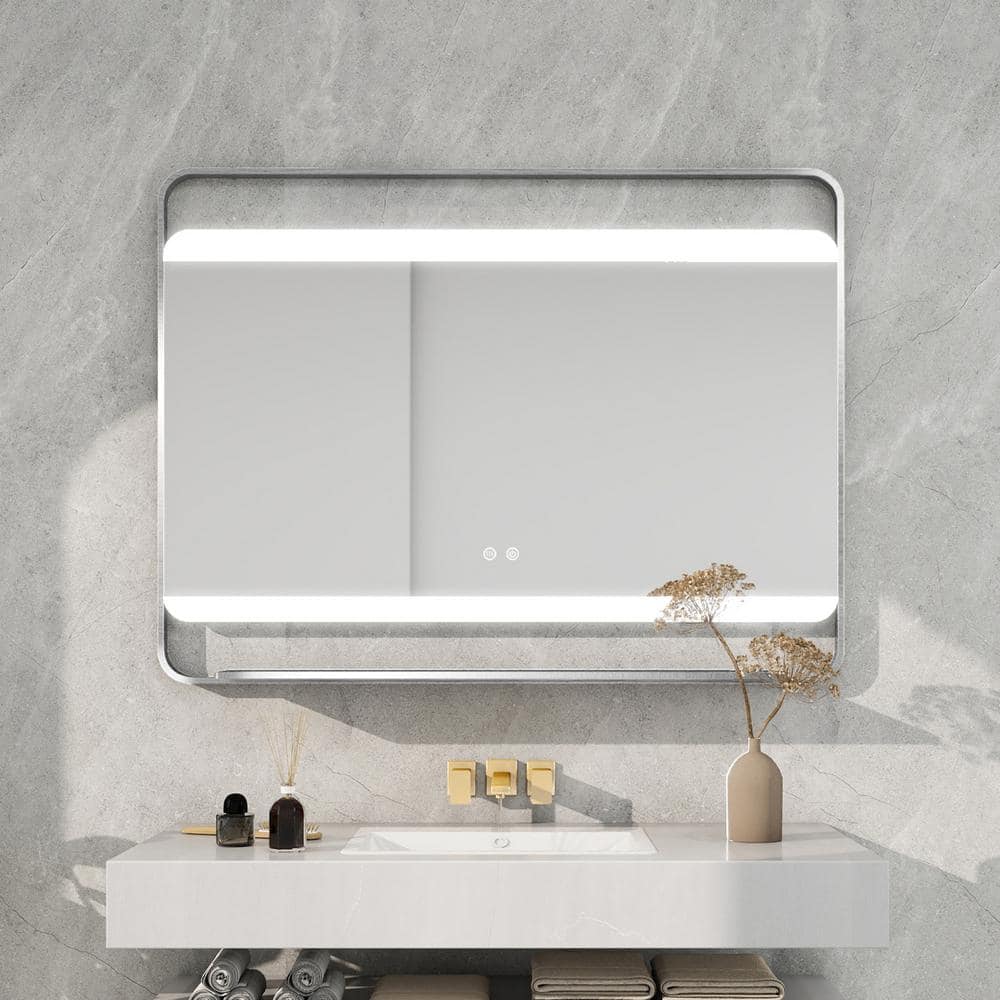 44 in. W x 33 in. H Rectangular Stainless Steel Framed Anti-Fog Wall-Mounted LED Light Bathroom Vanity Mirror price history on PriceWatchPro