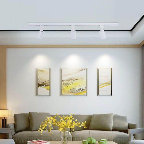 White Aluminum Integrated LED H Fixed Track Lighting, Cylinder Heads 6 Pack Adjustable 6.5-Watt 24° 3000K Warm White