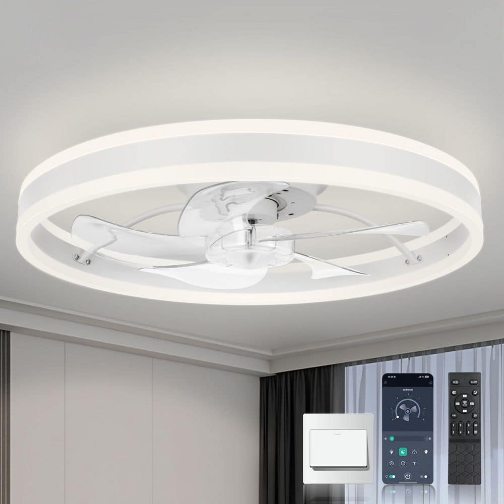 20 in. Smart Indoor Ceiling Fans with Lights and Remote, LED Low Profile Ce