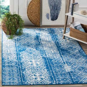 Adirondack Silver/Blue Doormat 3 ft. x 5 ft. Border Striped Area Rug