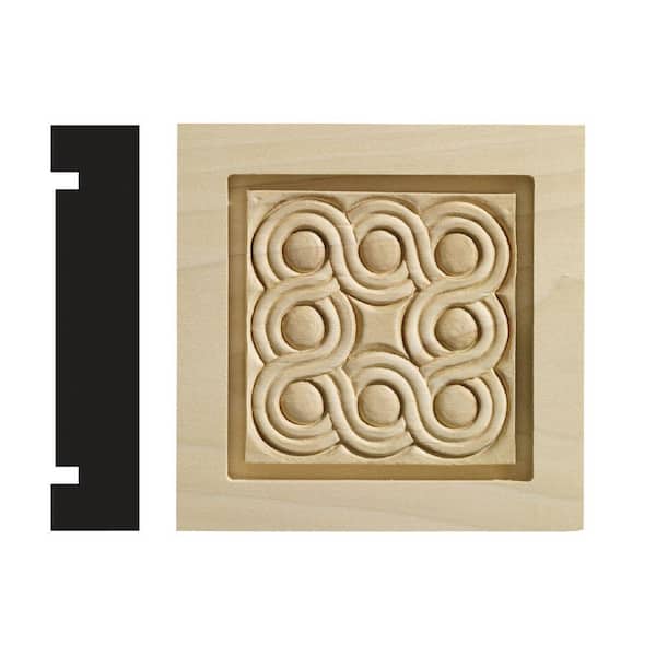 Ornamental Mouldings Rondele Collection 1-3/16 in. x 5-1/2 in. x 5-1/2 in. White Hardwood Casing Door and Window Corner Block Moulding