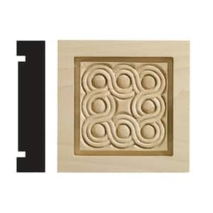 Rondele Collection 1-3/16 in. x 5-1/2 in. x 5-1/2 in. White Hardwood Casing Door and Window Corner Block Moulding