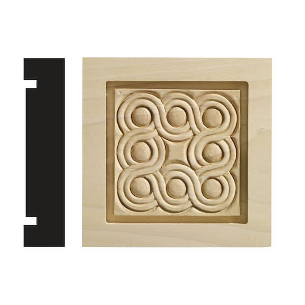 Rondele Collection 1-3/16 in. x 5-1/2 in. x 5-1/2 in. White Hardwood Casing Door and Window Corner Block Moulding