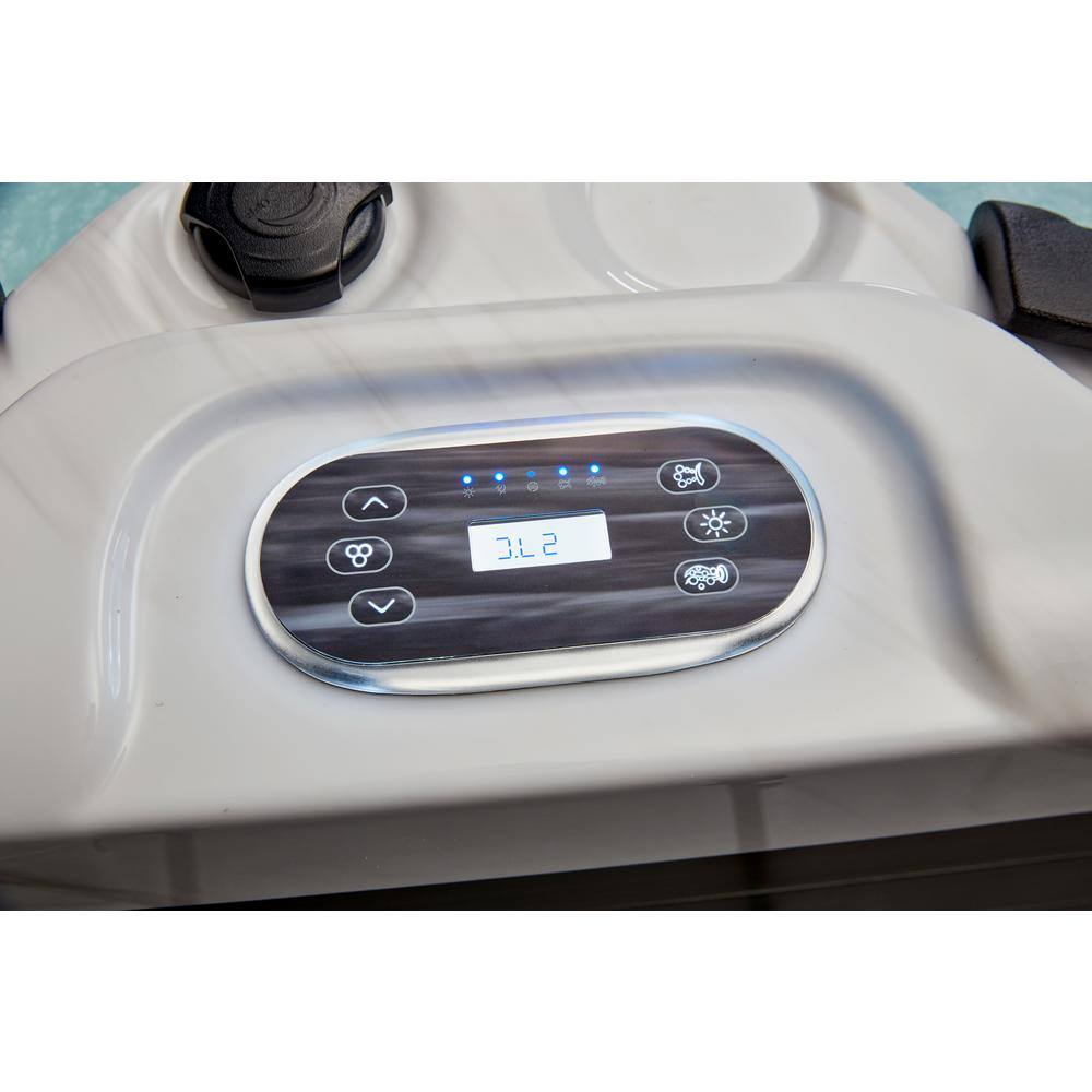 Gray Acrylic 3-Person Rectangle Hot Tub with LED Lighting