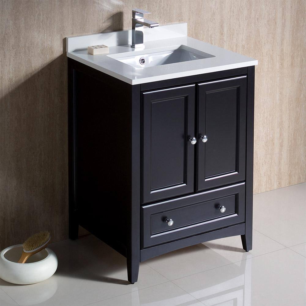 Espresso 24" Freestanding Single Sink Vanity with Quartz Top