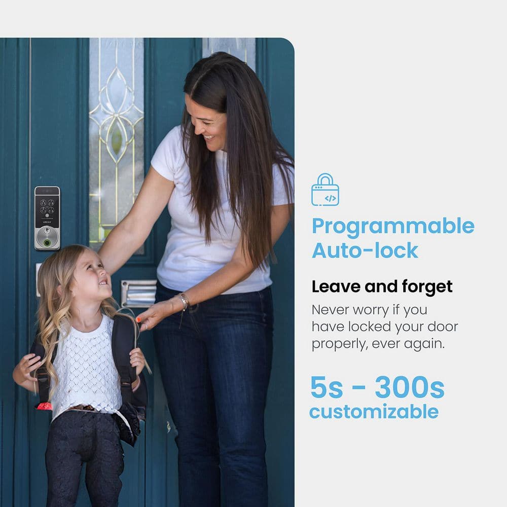 Satin Nickel Wi-Fi Smart Lock with Facial Recognition and Keypad