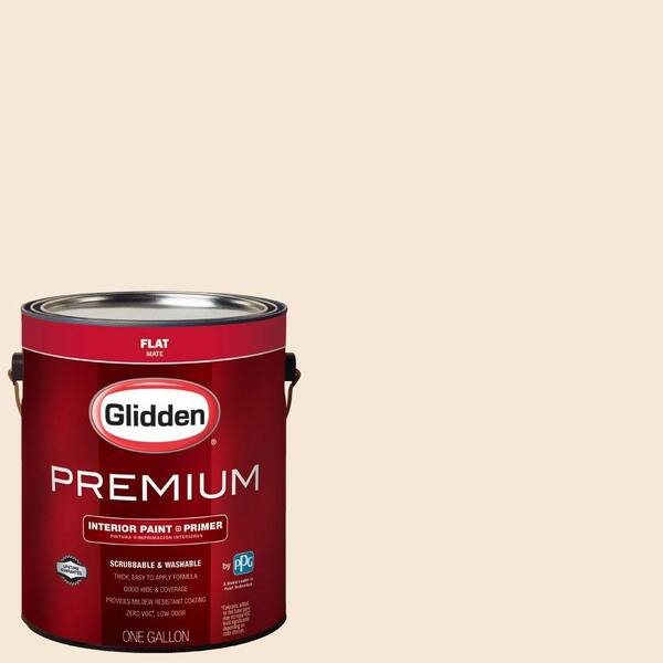 Glidden Premium 1 gal. #HDGO48 Shell Creek White Flat Interior Paint with Primer