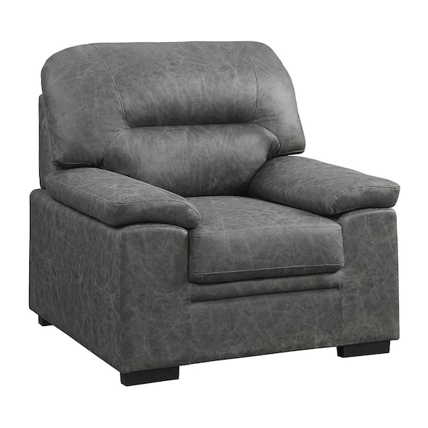 Lazzara Monroe Dark Gray Microfiber Arm Chair