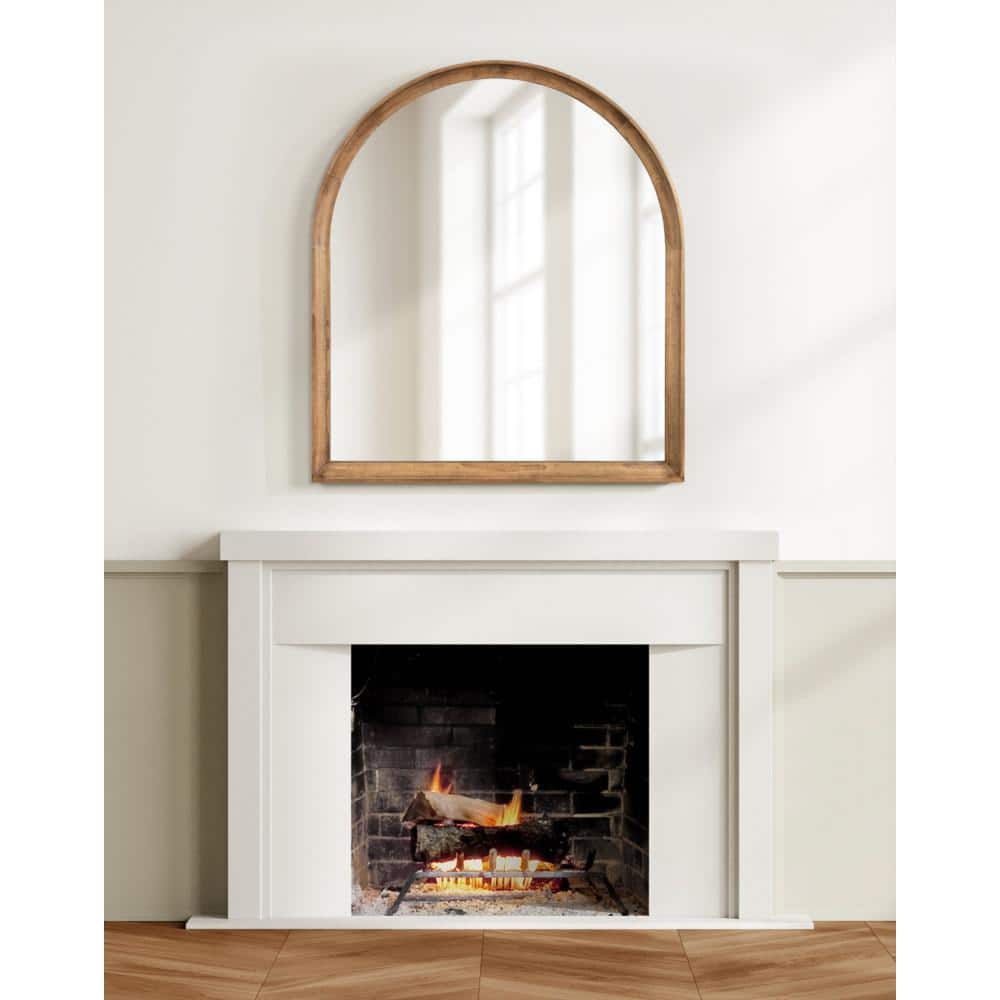 Rustic Brown Medium Wood Arch Wall Mirror