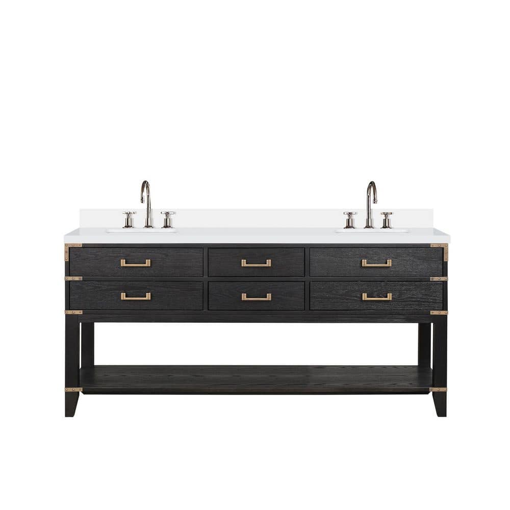 Irvington 72 in W x 22 in D Black Oak Double Bath Vanity with Cultured Marble Top, and Faucet Set price history on PriceWatchPro