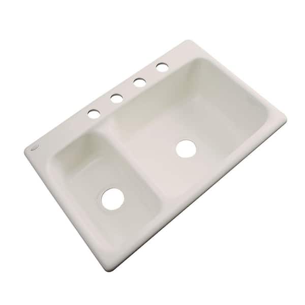 Thermocast Wyndham Drop-In Acrylic 33 in. 4-Hole Double Bowl Kitchen Sink in Desert Bloom
