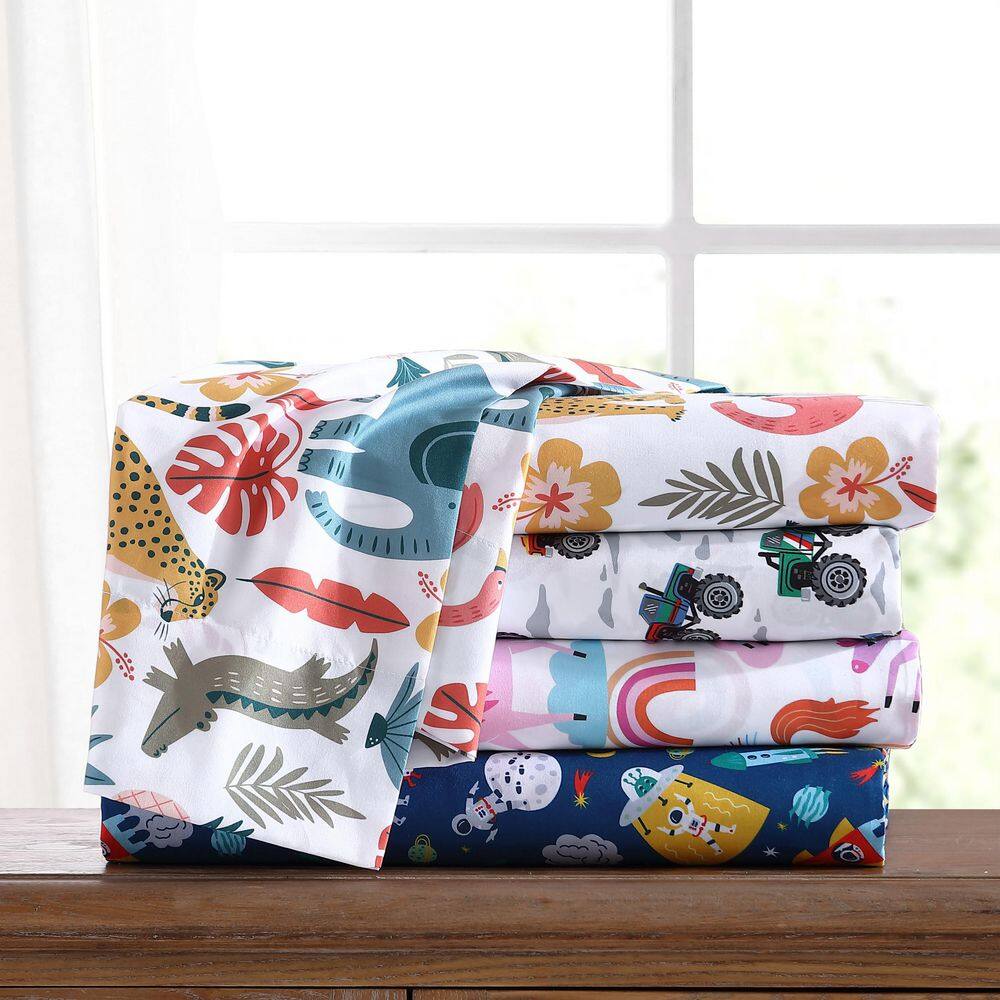 Pink Unicorn Print Twin Microfiber Sheet Set