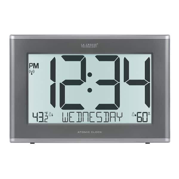 La Crosse Technology Extra-Large Slim Atomic Digital Cool Gray Clock with Backlight