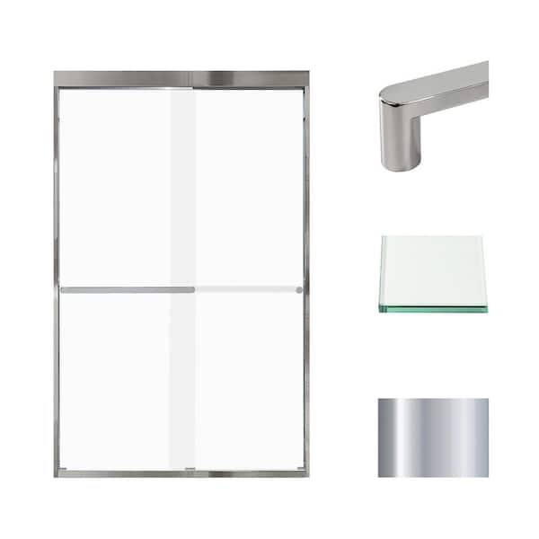 Transolid Frederick 47 in. W x 76 in. H Sliding Semi-Frameless Shower Door in Polished Chrome with Frosted Glass