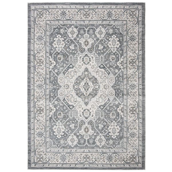 Home Dynamix Bazaar Dazzle Grey/Blue 5 ft. x 7 ft. Medallion Area