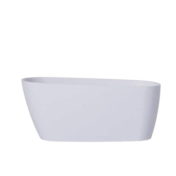 59 in. x 28 in. Acrylic Freestanding Flat Bottom Soaking Bathtub in Glossy White