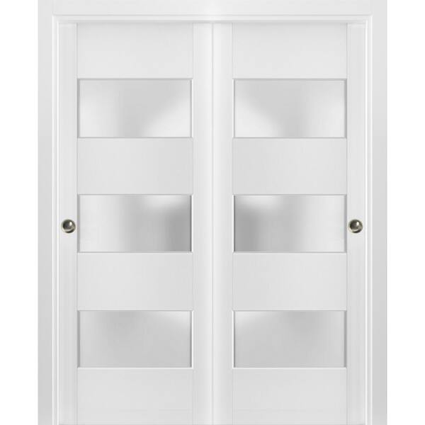 Sartodoors 4070 60 in. x 96 in. 3 Panel White Finished Pine Wood ...