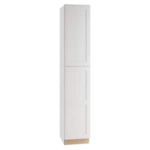 Newport Assembled 18x84x24 in Plywood Shaker Utility Kitchen Cabinet Soft Close Left 4 rollouts in Painted Pacific White