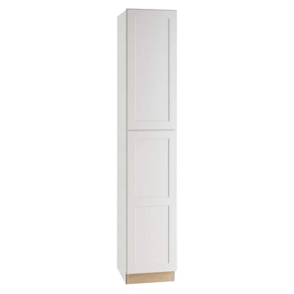 Home Decorators Collection Newport Pacific White Plywood Shaker Assembled Pantry Kitchen Cabinet Soft Close Left 18 in W x 24 in D x 84 in H