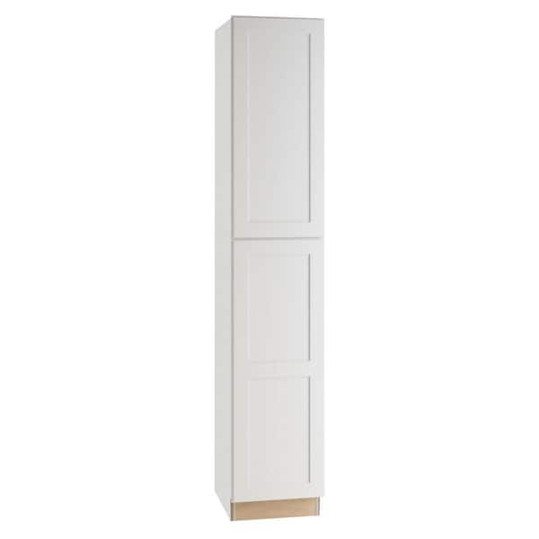 Home Decorators Collection Newport Pacific White Plywood Shaker Assembled Pantry Kitchen Cabinet 4 ROT Soft Close Left 18 in W x 24 in D x 90 in H