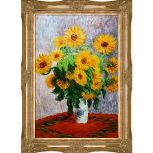 Sunflowers by Claude Monet Victorian Gold Framed Abstract Oil Painting Art Print 32 in. x 44 in.