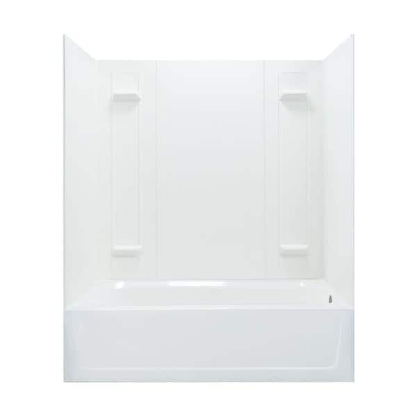 MUSTEE Durawall 60 in. L x 30 in. W x 72.75 in. H Rectangular Tub/ Shower Combo Unit in White with Right-Hand Drain