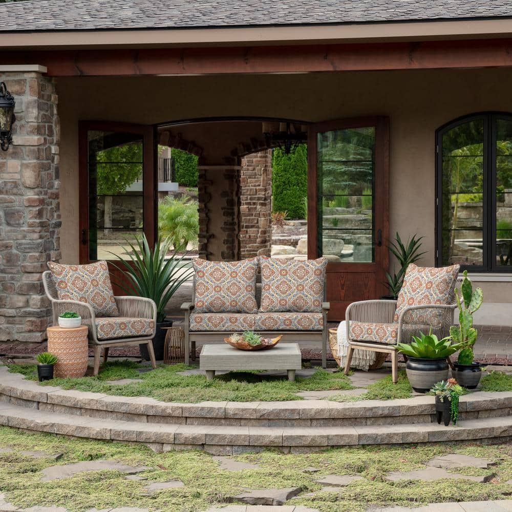 Global Vintage Medallion 24" x 24" Outdoor Deep Seat Cushion Set
