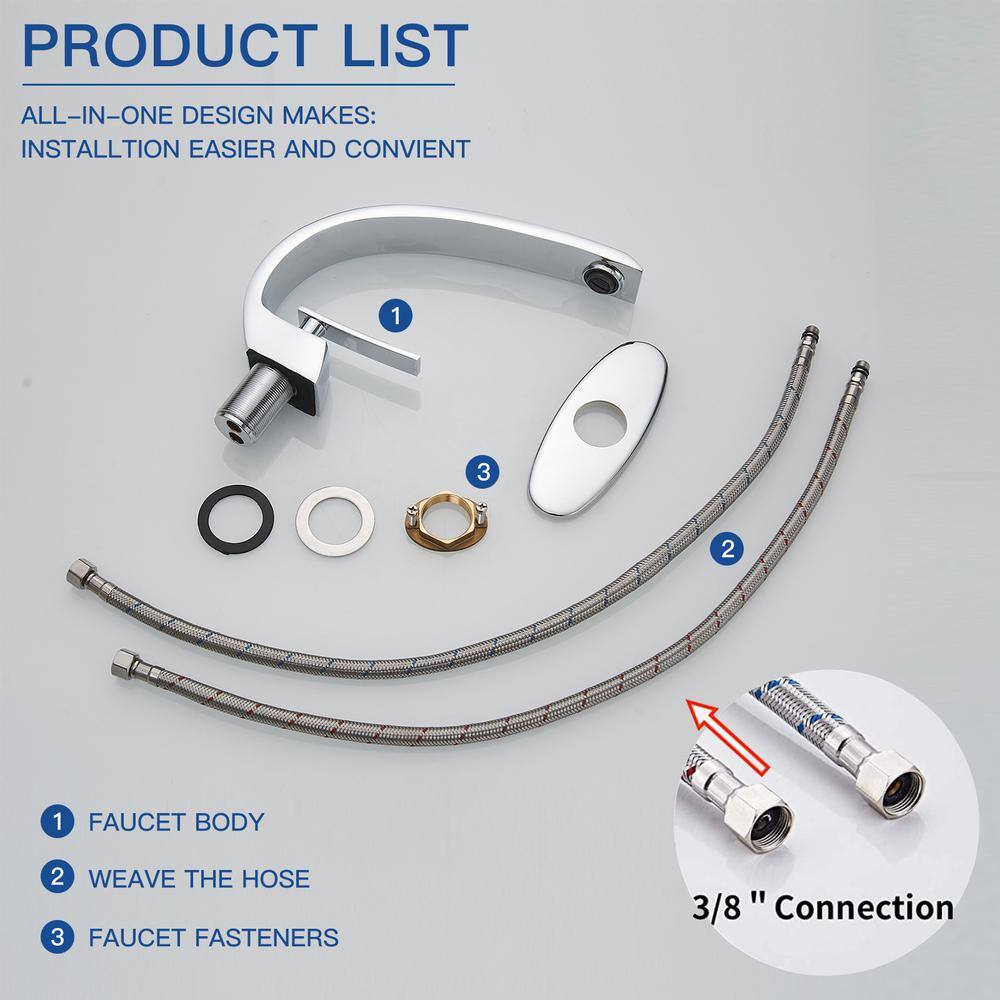 Polished Chrome Single Handle Modern Bathroom Faucet